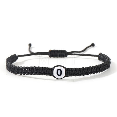 Flat Round with Letter Pattern Resin Beads Braided Bead Bracelets FS-WG43323-15-1