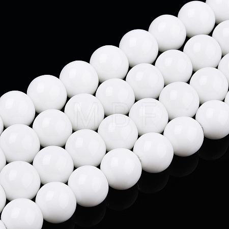 Opaque Solid Color Glass Beads Strands X-GLAA-T032-P8mm-02-1