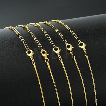 5Pcs Brass Square Snake Chain Necklace Making MAK-YW0001-23-1
