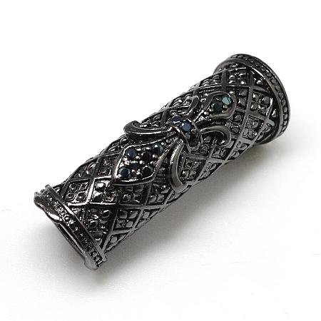 Rack Plating Brass Micro Pave Cubic Zirconia European Beads ZIRC-S052-002B-1
