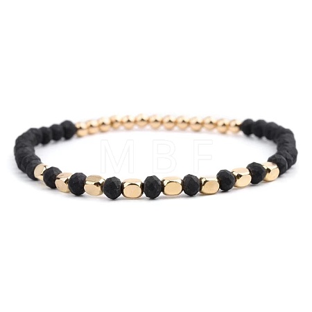 Narual Black Stone & Synthetic Non-magnetic Hematite Beads Stretch Bracelets for Women KP6261-12-1
