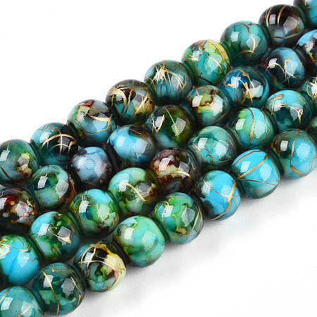 Baking Paint Glass Beads Strands LS-DGLA-N003-8mm-B08-1