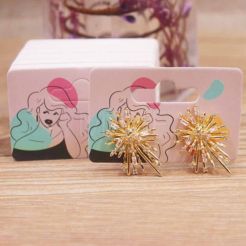 Rectangle Paper One Pair Earring Display Cards with Hanging Hole CDIS-C004-04C-1