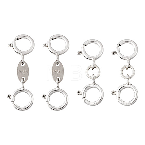 Anti-Tarnish  4Pcs 2 Style 925 Sterling Silver Spring Ring Clasps Sets STER-TA0001-05-1