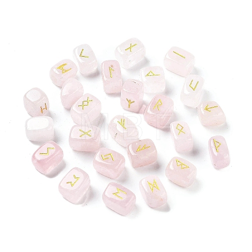 Rectangle Natural Rose Quartz Rune Stones G-Z059-01C-1