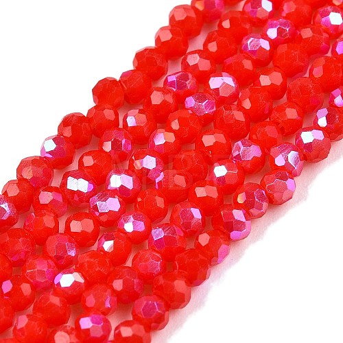 Electroplate Opaque Solid Color Glass Beads Strands EGLA-A044-P1mm-L22-1