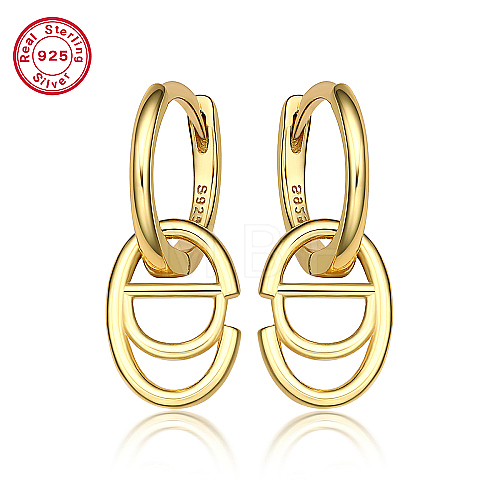 Real 18K Gold Plated 925 Sterling Silver Hoop Earrings ZC9557-5-1