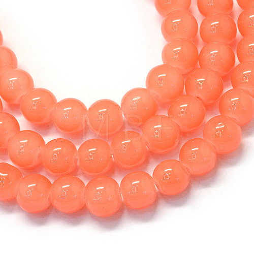 Baking Painted Imitation Jade Glass Round Bead Strands DGLA-Q021-4mm-31-1