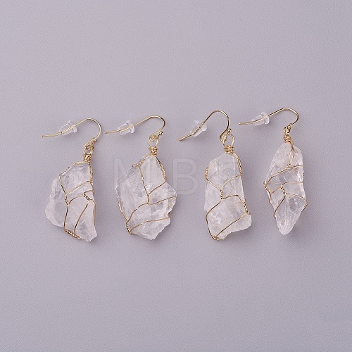 Natural Quartz Crystal Dangle Earrings EJEW-F228-A01-1