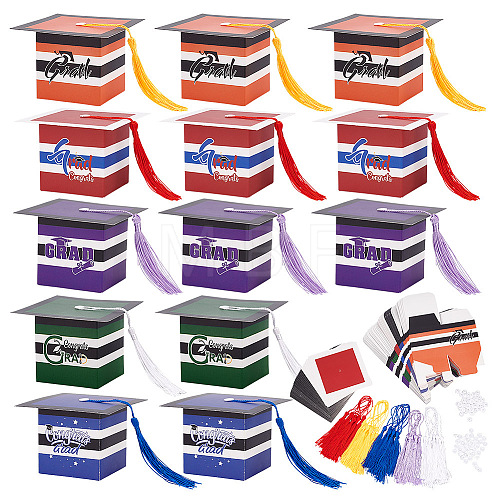 AHADERMAKER 40 Sets 5 Colors Graduation Cap Paper Folding Gift Boxes CON-GA0001-13-1