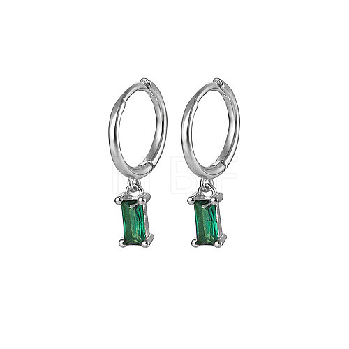 Anti-Tarnish Platinum Rhodium Plated 925 Sterling Silver Dangle Hoop Earrings for Women SY2365-16-1