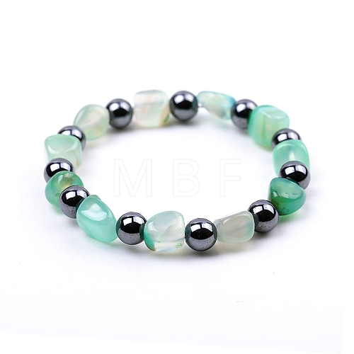 Dyed Natural Agate Beaded Stretch Bracelets PW-WG1B074-03-1