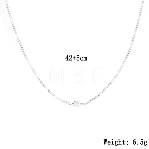 Brass Micro Pave Cubic Zirconia Necklaces for Women QH4759-2-1