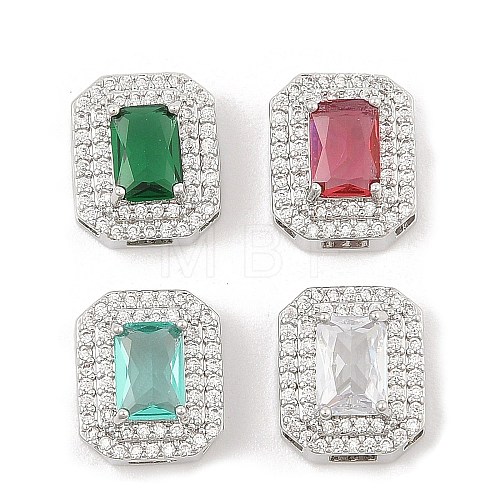 Brass Micro Pave Cubic Zirconia Slide Charms ZIRC-I068-09P-1