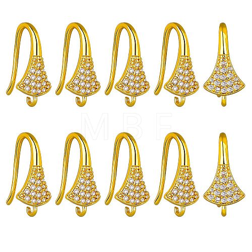 10 Pair Brass Micro Pave Clear Cubic Zirconia Earring Hooks ZIRC-SZ0005-01-1