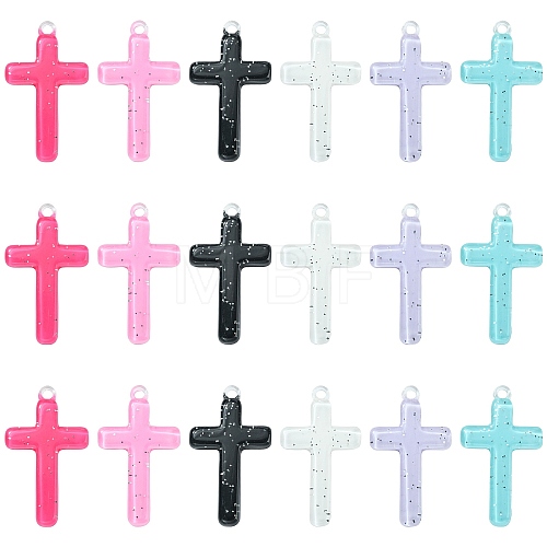 30Pcs 6 Colors Religion Opaque Resin Pendants RESI-CJ0003-46-1