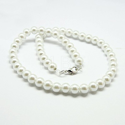 Fashion Glass Pearl Beaded Necklaces NJEW-D061-8mm-3-1