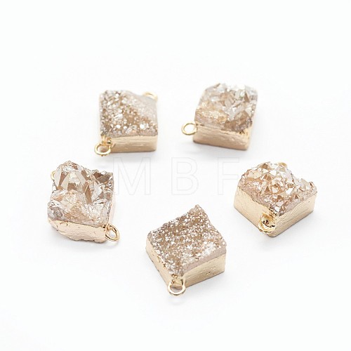 Natural Druzy Quartz Links connectors G-P396-09G-03-1