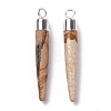 Natural Picture Jasper Brass Pointed Pendants G-B025-02P-13-2