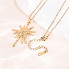 304 Stainless Steel Flower Pendant Cable Chain Necklaces for Men Women NJEW-K308-05G-G-2