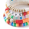 Handmade Polymer Clay Heishi Beads Stretch Bracelets Set BJEW-JB07389-4