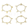 Golden 304 Stainless Steel Charm Bracelets with Brass Paperclip Chains BJEW-JB10031-1