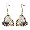304 Stainless Steel with Glass Seed Beads Dangle Earrings EJEW-MZ00821-3
