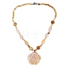 Natural Topaz Jade Flower Pendant Necklaces NJEW-N064-08D-3