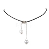 ABS Plastic Imitation Pearl Round Tassel Pendant Black Waxed Polyester Cord Necklaces for Women NJEW-JN05610-01-2