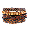 4Pcs Weave Imitation Leather Multi-strand Bracelets for Men WGB022D-07-1