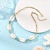 Natural Blue Apatite Chip & Cowrie Shell Beaded Necklaces for Women NJEW-JN06385-1