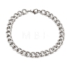 Hammered 201 Stainless Steel Cuban Link Chains Bracelets for Women Men STAS-T077-17P-4