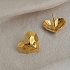 French Vintage Style Stainless Steel Textured Heart Stud Earrings for Women EI9252-1-4