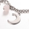 Moon & Star Stainless Steel Gemstone Charm Bracelets BJEW-JB01935-01-2