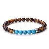 Simple Fashion Natural Tiger Eye & Synthetic Turquoise Beaded Stretch Bracelets for Women KD8303-6-1