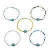 Abacus Glass & Dyed Synthetic Turquoise Beads Stretch Bracelets for Women BJEW-JB13812-02-3