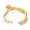 Star Rack Plating Brass Open Cuff Ring for Women RJEW-L123-105G-3