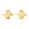 Brass Pave Cubic Zirconia Rectangle Connector Charms KK-P347-06G-01-2