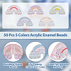 50Pcs 5 Colors UV Plating Rainbow Iridescent Acrylic Enamel Beads OACR-DC0001-10-4