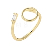 Brass Micro Pave Clear Cubic Zirconia Cuff Rings RJEW-F103-05-G-5