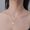 201 Stainless Steel Moon with Star Pendant Necklace NJEW-OY001-31-2