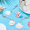 4Pcs 4 Styles Alloy Natural Sea Shell Flower with Starfish Pendant Decorations HJEW-PH02409-4