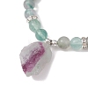 Raw Rough Natural Fluorite Charm Bracelets BJEW-JB10298-01-3