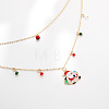 Alloy Enamel Santa Claus and Bicone Glass Pendant Double Layer Necklaces for women FS-WGBB294-01-3