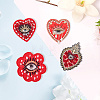 4Pcs 4 Style Heart/Flower with Evil Eye Handicraft Beading Felt Appliques PATC-AR0001-10-5