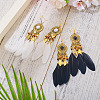 2 Pairs 2 Colors Feather Chandelier Earrings EJEW-TA0001-82-4