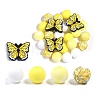 25Pcs Butterfly & Round Silicone Focal Beads SIL-L005-02E-1