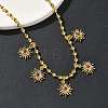 Brass Micro Pave Cubic Zirconia Sun Pendant Bib Necklaces NJEW-G183-02G-2