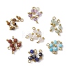 7Pcs 7 Styles Natural Red Jasper & Tiger Eye & Rose Quartz & Green Aventurine & Magnesite & Lapis Lazuli & Amethyst Faceted Round Charms PALLOY-JF03452-1