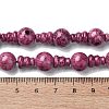 Dyed Natural Fossil 3-Hole Guru Bead Strands G-K149-51C-4